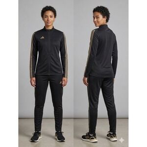 Adidas Tiro AEROREADY Slim Fit Track Jacket Black Gold Stripes Small